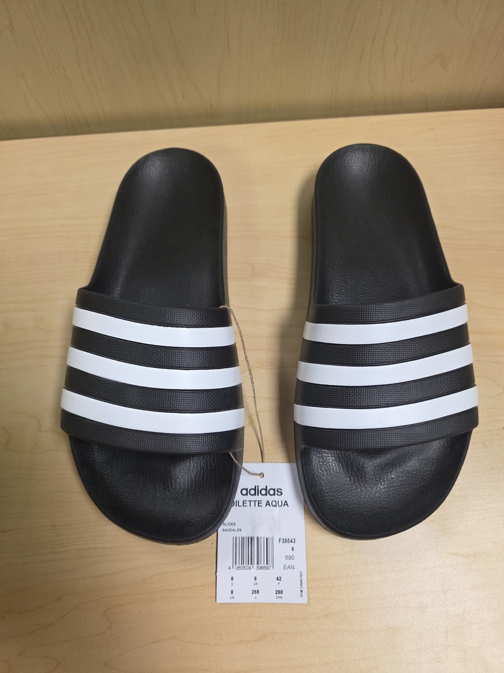 adidas Black Slide Sandals with White Stripes